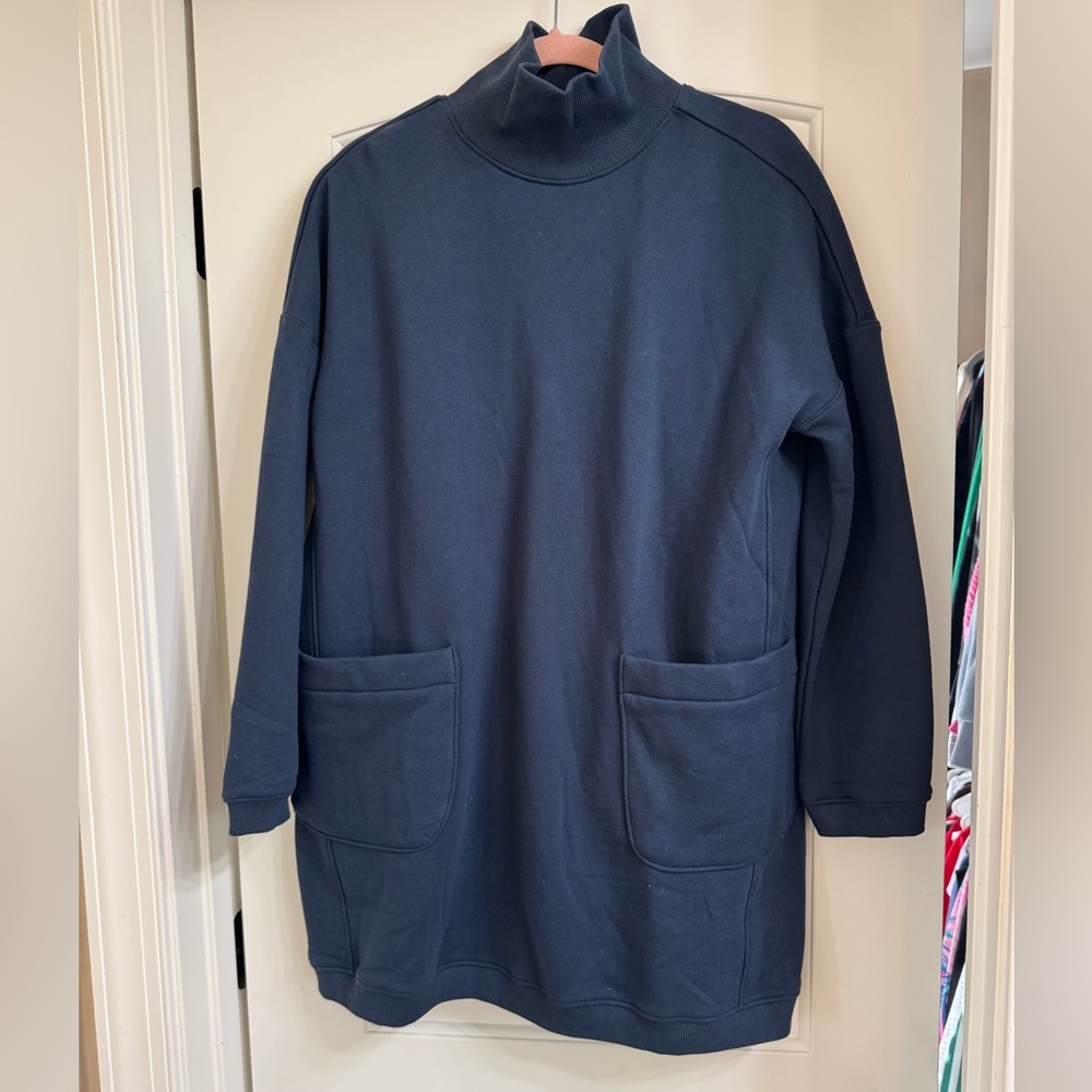 Pomander Place Navy Long-Sleeve Turtleneck Pocket Dress